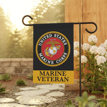 Load image into Gallery viewer, Marine Veteran Garden Flag — United States Marine Corps Emblem Outdoor Banner
