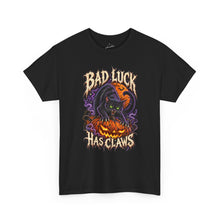 Load image into Gallery viewer, Bad Luck Has Claws Halloween Cat Tee
