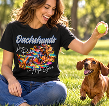 Load image into Gallery viewer, Dachshunds Love Ride in High Gear T‑Shirt
