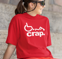 Load image into Gallery viewer, Crap. Wheelchair Fall Graphic Tee - Funny Disability Humor T-Shirt
