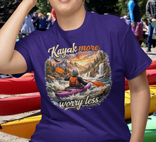 Load image into Gallery viewer, Kayak More Worry Less T-Shirt — Kayaking Adventure Tee
