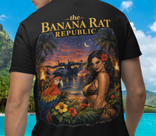 Load image into Gallery viewer, Banana Rat Republic Tropical Vintage Tee — Island Pinup Sunset Design

