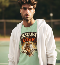 Load image into Gallery viewer, "Rescued By Love" Christian Graphic Tee
