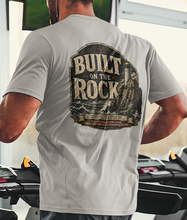 Load image into Gallery viewer, Built on the Rock Christian T-Shirt — Faith Graphic Tee
