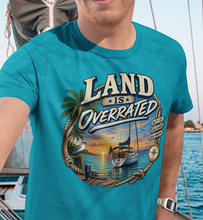 Load image into Gallery viewer, Land Is Overrated  — Tropical Sailing Sunset T-Shirt
