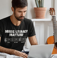 Load image into Gallery viewer, Music Literacy Matters T-Shirt —  Musical Staff Tee
