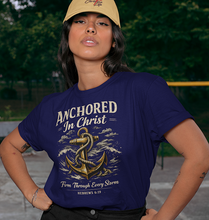 Load image into Gallery viewer, Anchored in Christ T-Shirt – 'Firm Through Every Storm' Christian Anchor Tee (Hebrews 6:19)
