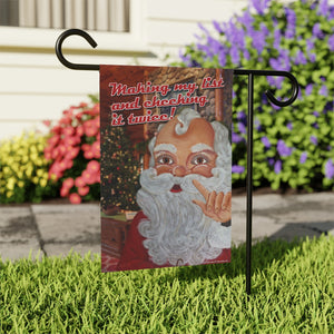 Santa Making A List Garden Flag