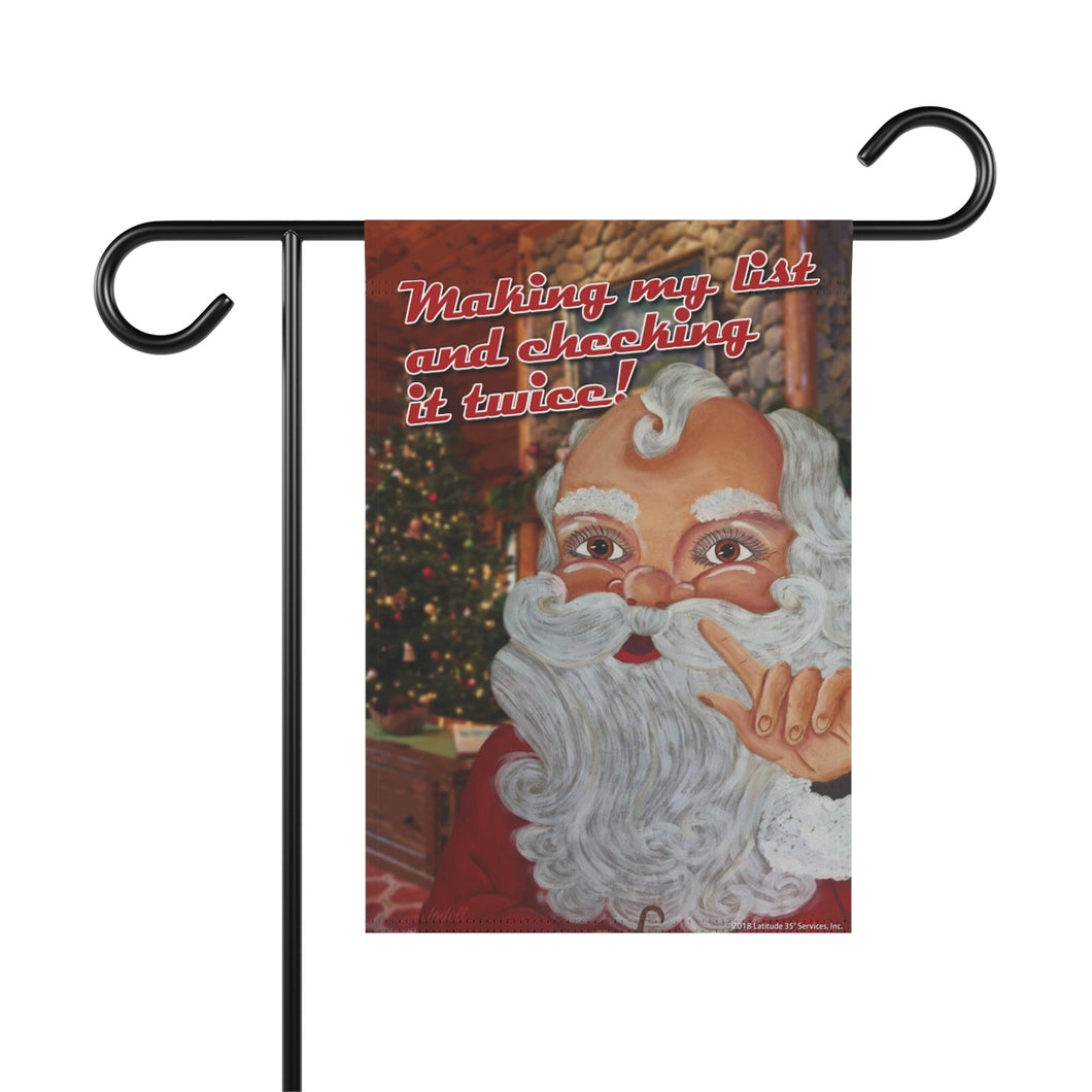 Santa Making A List Garden Flag