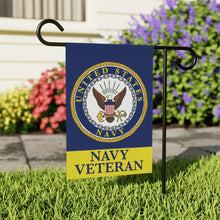 Load image into Gallery viewer, NAVY VETERAN GARDEN FLAG - mockup two
