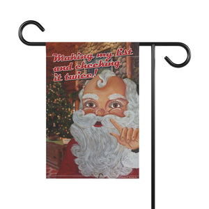 Santa Making A List Garden Flag