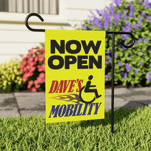 Load image into Gallery viewer, Dave&#39;s Mobility Now Open Garden Flag
